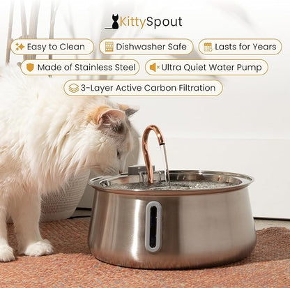 Stainless Steel Cat Water Fountain Automatic Drinking Fountain, Quiet - Image 4