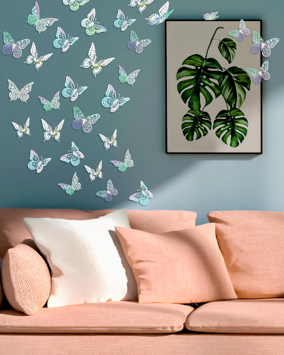 72Pcs 3D Butterfly Wall Decor, Laser Butterfly Decorations, 4 Styles 3 Sizes Removable Butterflies Room Decor Butterflies Wall Stickers for Birthday Party Garden Tea Cake Flower Decorations