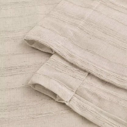 Gxi Beige Striped Sheer Curtain Tie Up Balloon Curtain for Kitchen Bathroom | Rod Pocket Farmhouse Linen Voile Valance for Living Room Small Window 1 Panel Width 39 x 47 inches Length