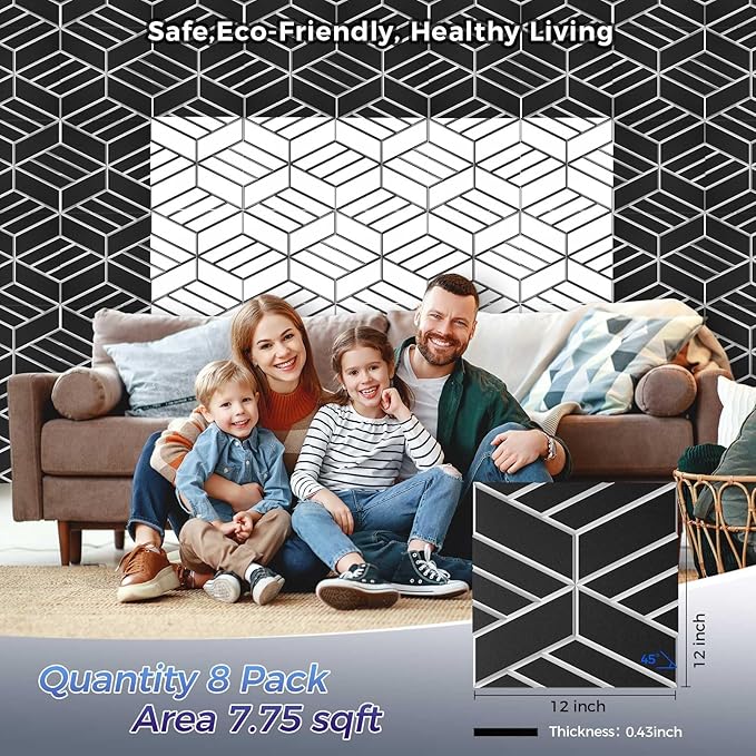 8 Pack 2-Layer Soundproof Wall Panels, 1.1lb/ft³ High Density, Thicker 0.43 in - Image 2