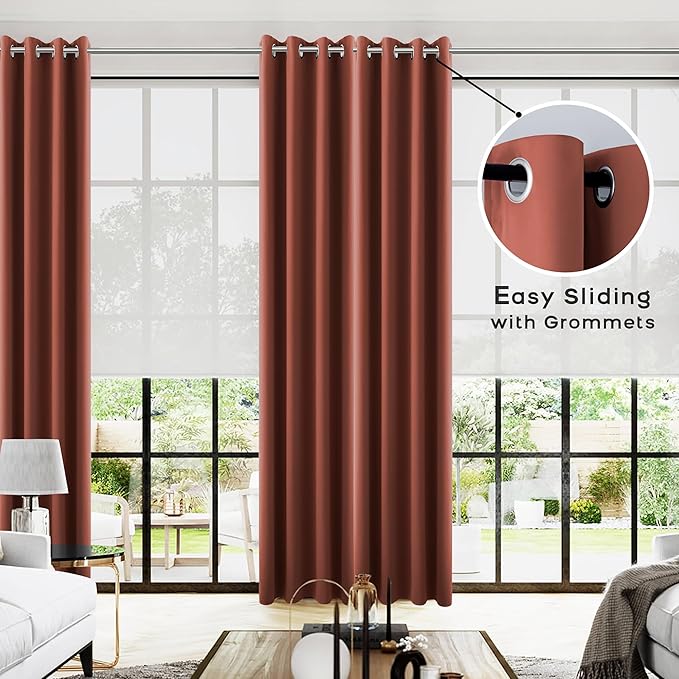 Thermal Curtains for Winter Insulated, Floor Length Curtain Black Out 96 Inch - Image 3