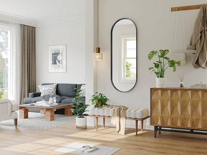 Brightify 20x53 Inch Black Oval Full Length Mirror for Bathroom, Oversized Large Mirror, Vanity Mirrors Metal Frame, Wall Mounted Mirror for Entry Wall Decorative Hang Vertical and Horizontal