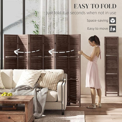 HOMCOM Room Divider, 6 Panel 67" Tall Wood Privacy Screen - Image 4