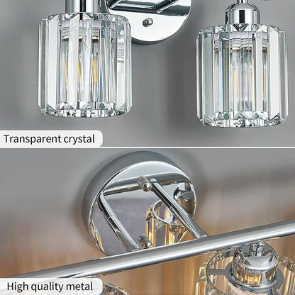 FDPBY Modern 4 Light Crystal Vanity Light, Chrome Vertical Bathroom Light - Image 5