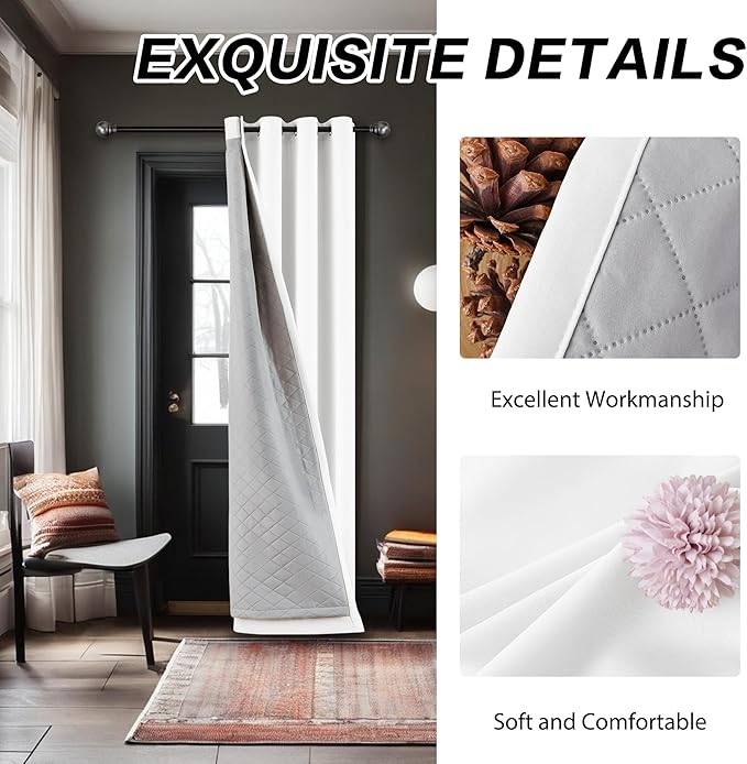 Soundproof 3-in-1 White 100% Blackout Room Divider Curtains - Image 6