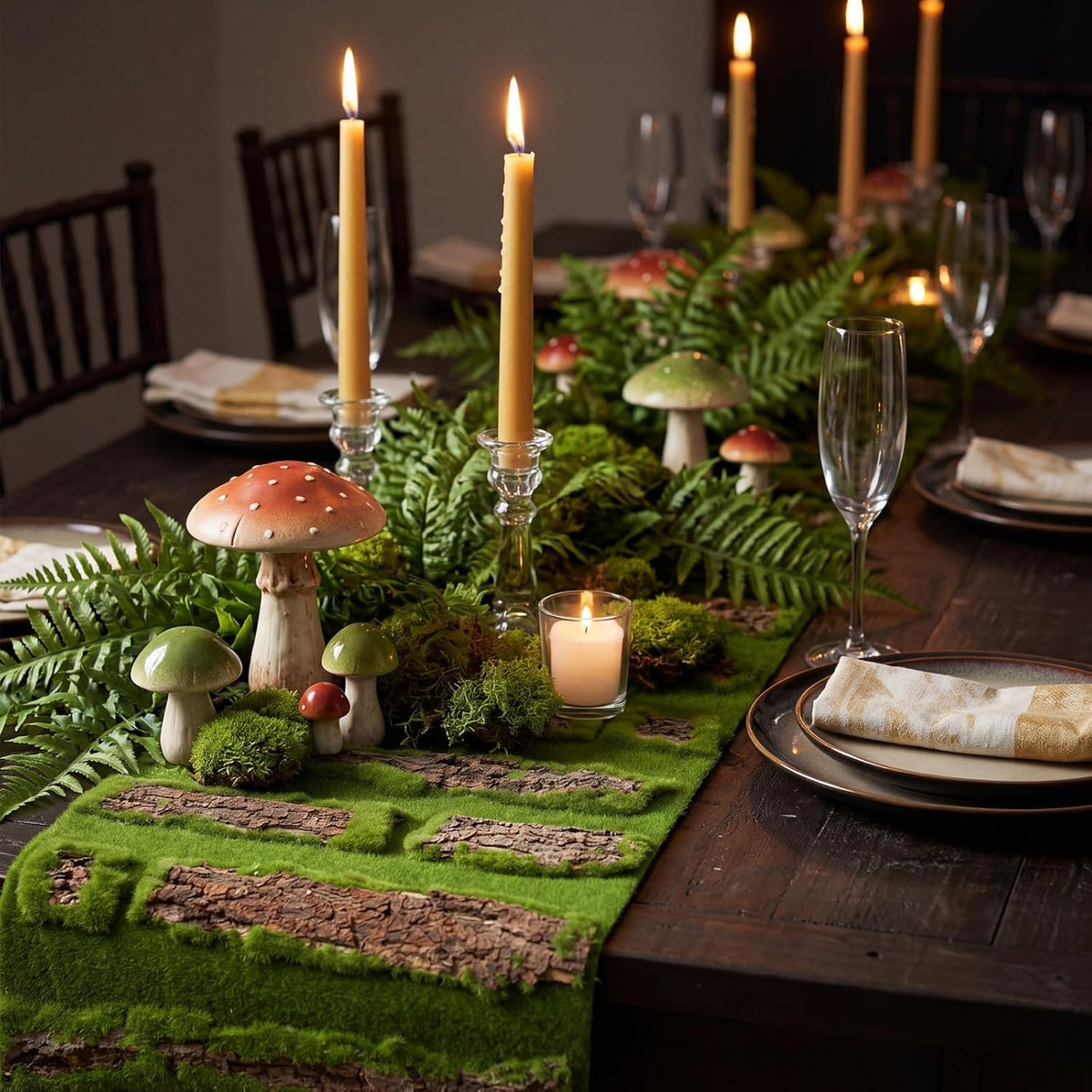 1 Pcs Fake Moss Bark Table Runner Halloween Enchanted Forest
