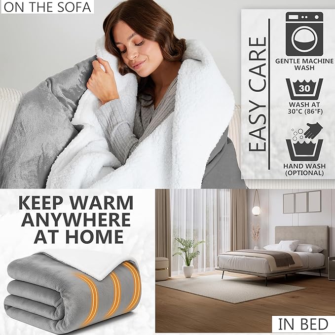 Heated Blanket Electric Luxurious Fleece King Blanket, 9 Heat Settings & 12H - Image 4