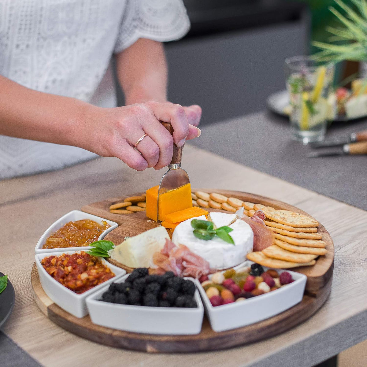ChefSofi Charcuterie Board Set and Cheese Serving Platter - Made from Acacia ...