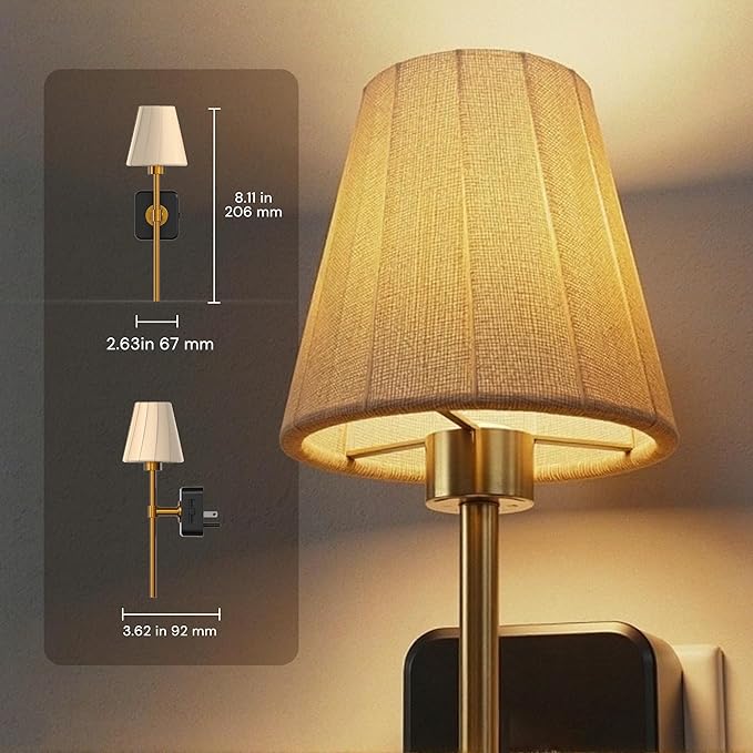 L LOHAS LED Night Lights Plug into Wall, Pleated Fabric Cover Night Light - Image 5