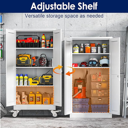 61" H Metal Garage Storage Cabinet, Rolling Tool Cabinet - Image 6