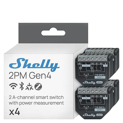 Shelly 2PM Gen4 | Wi-Fi, Zigbee & Matter 2-Channel Smart Relay Switch by Shelly