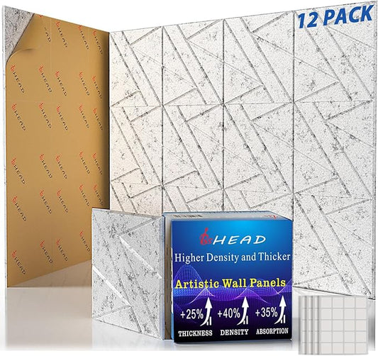 12 Pack Self-Adhesive Soundproof Wall Panels, 1.2lb/ft³ High Density, Thicker by Staytunedforournewproduct