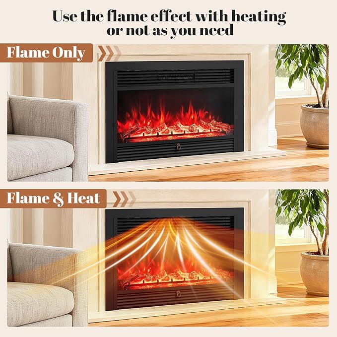 Giantex 36" Electric Fireplace Insert, Wall Recessed/Mounted, Freestanding - Image 4