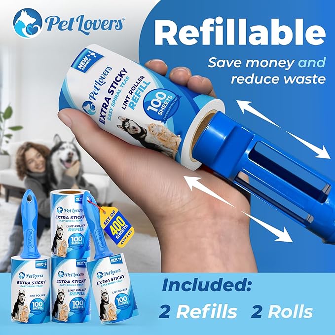 PetLovers Extra Sticky Lint Roller Ultimate Value Set 400 Sheets - Image 6