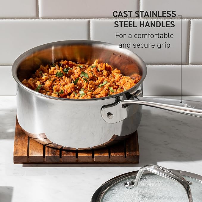 T-Fal Pro Tri-Ply Stainless Steel Cookware Set, 3-Piece Induction Cookware - Image 4