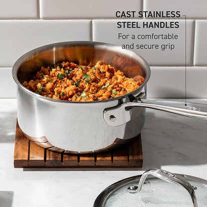 T-Fal Pro Tri-Ply Stainless Steel Cookware Set, 3-Piece Induction Cookware - Image 4