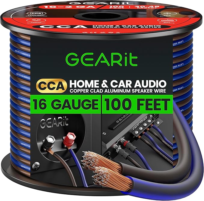 GEARit Pro Series 16AWG Speaker Wire, 16 Gauge Speaker Wire Cable Great Use by GEARit