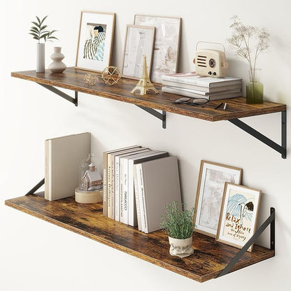 12 Inch Deep Floating Shelves, 48W x 12D Floating Shelves, Deep Wall Shelves by FunMemories