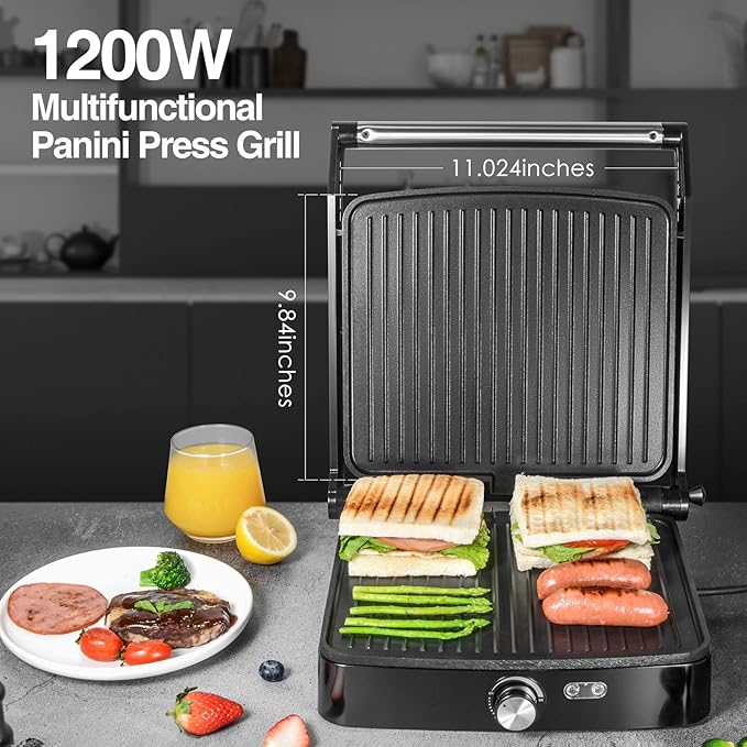 OSTBA Panini Press Grill with Adjustable Temperature, 4-Slice Indoor Grill - Image 2