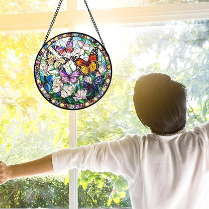 DASTOLL Stained Glass Window Hanging, Colorful Butterfly Suncatcher - Image 3