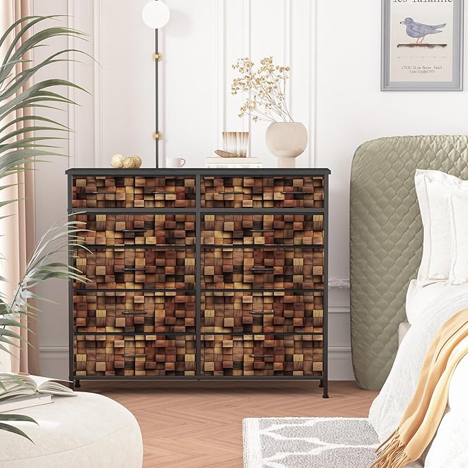 TV Stand Dresser for Bedroom, Tall Fabric Drawer Dresser, Chest of Drawers - Image 2