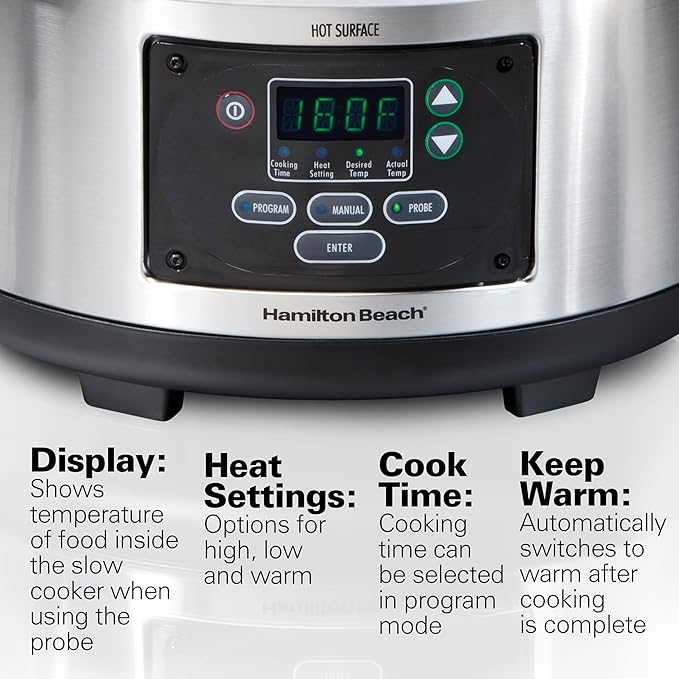 Hamilton Beach Portable 6 Quart Set & Forget Digital Programmable Slow Cooker - Image 2