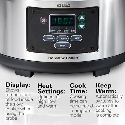 Hamilton Beach Portable 6 Quart Set & Forget Digital Programmable Slow Cooker - Image 2