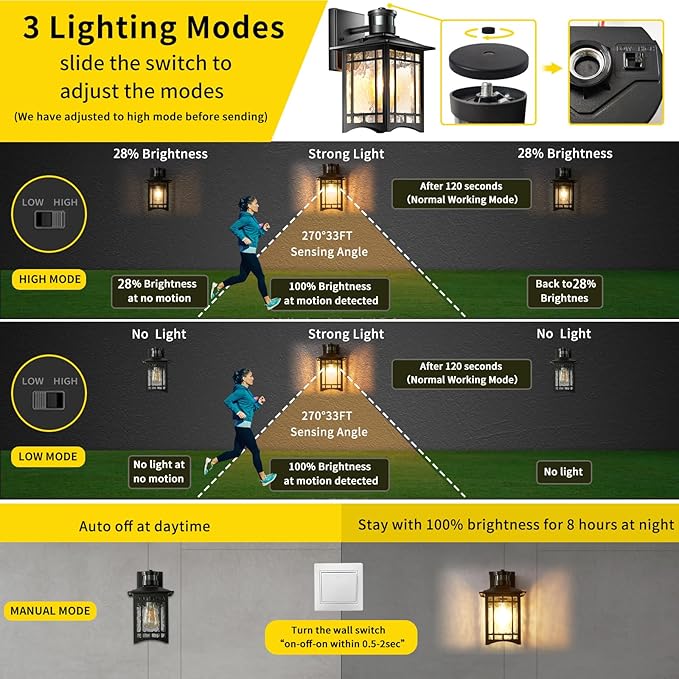 XANGQAN Bronze Outdoor Motion Sensor Lights - Image 3