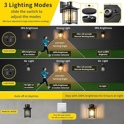 XANGQAN Motion Sensor Outdoor Wall Lights White Dusk to Dawn Light Fixture - Image 3