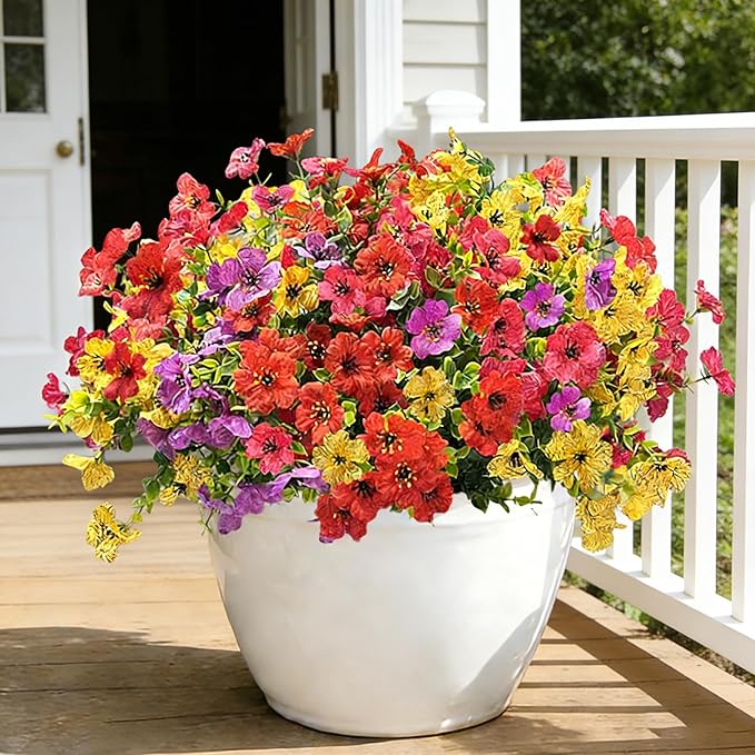 12 Bundles Artificial Flowers for Spring Summer Outdoor Decoration Faux by FUTBER