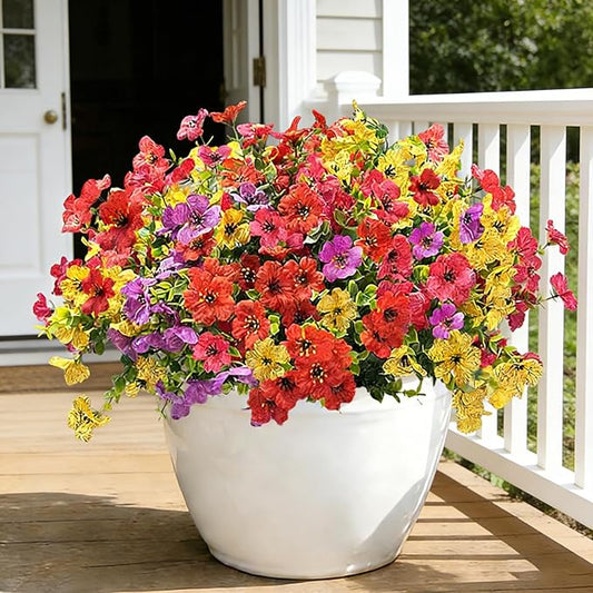 12 Bundles Artificial Flowers for Spring Summer Outdoor Decoration Faux by FUTBER