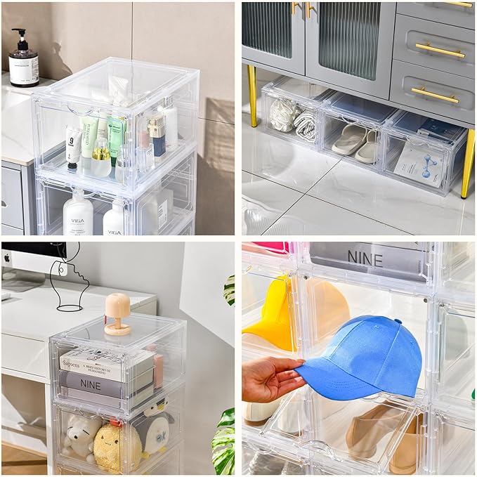 Clemate Upgraded X-Large Shoe Storage Box, 8 Pack, Shoe Box Clear Plastic - Image 8