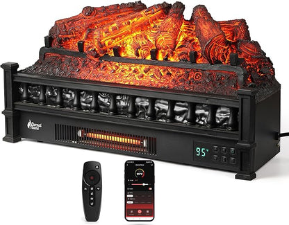 TURBRO Eternal Flame 26 in. WiFi Infrared Quartz Electric Fireplace Log Heater by TURBRO