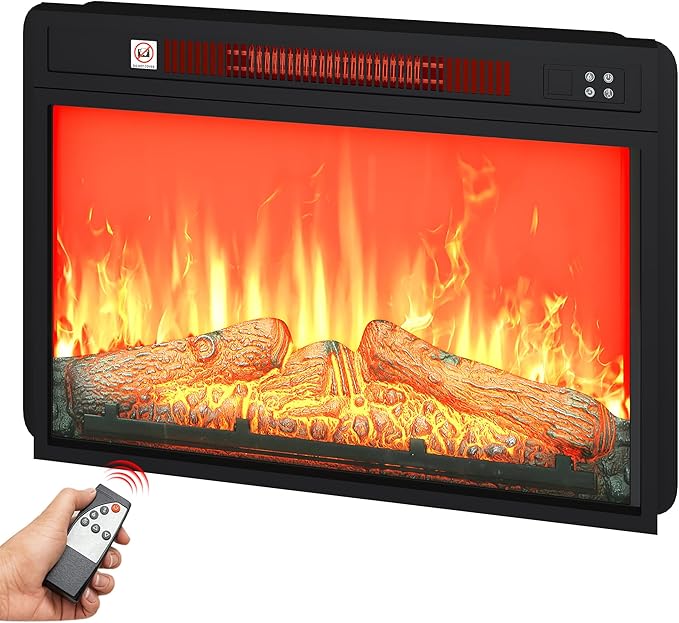DWVO 23 Inches Electric Fireplace Insert, Recessed Fireplace Heater by DWVO