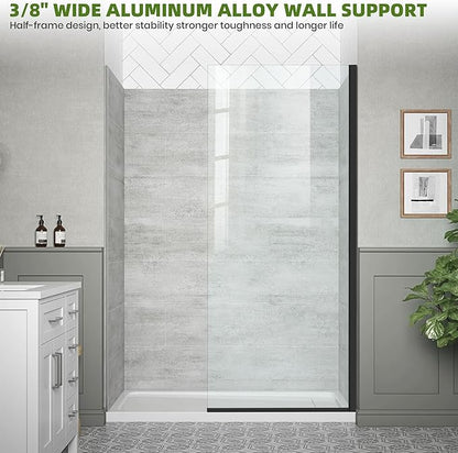 36" W x 76" H Shower Glass Panel, Semi-Frameless Fixed Shower Screen Walk-in - Image 3