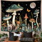 Zussun Green Mushroom Tapestry Moon Star Tapestries for Bedroom Aesthetic Starry Night Plant Tapastrys Wall Hanging Butterfly Snail Frog Wall Tapestry for Living Room Dorm (Dark, 48" x 36")