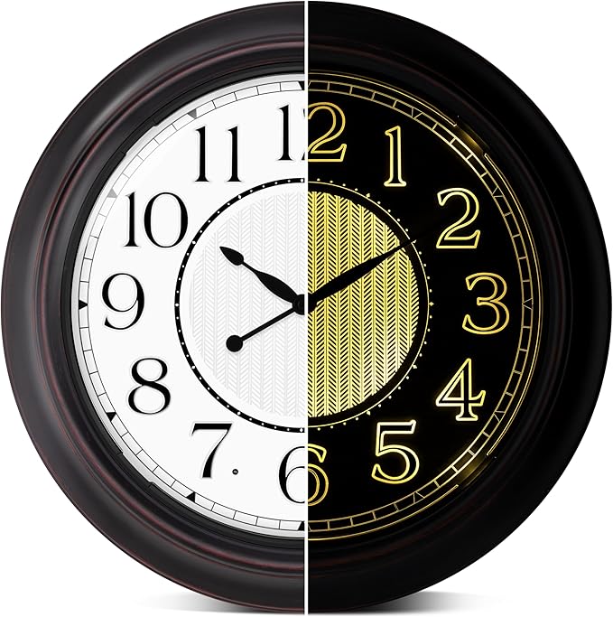 Koosome 18 Inch Lighted Wall Clock Outdoor Clocks by Unknown