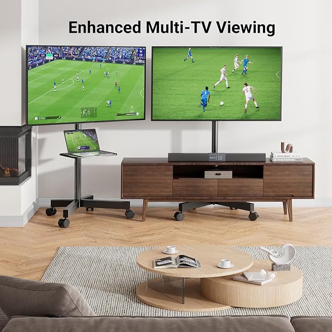 PERLESMITH Mobile TV Stand for 23-60 Inch LCD LED Flat/Curved Screen TVs - Image 7
