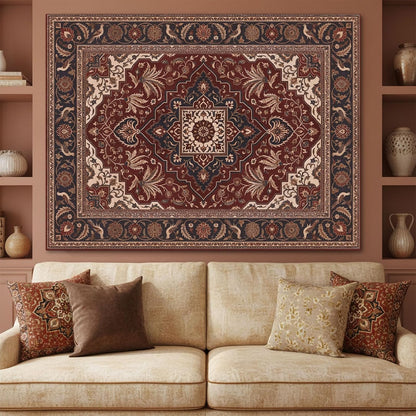 Accnicc Vintage Floral Tapestry Wall Hanging Hippie Indian Bohemian Mandala Tapestry Aesthetic Botanical Bird Red Small Tapestries for Mural Bedroom Living Room Dorm Decor 60 x 44 Inch
