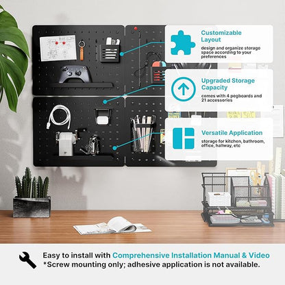 PEGZONE Pegboard Wall Organizer Combination Kit, Overall 33.1"x25.4" Metal - Image 4