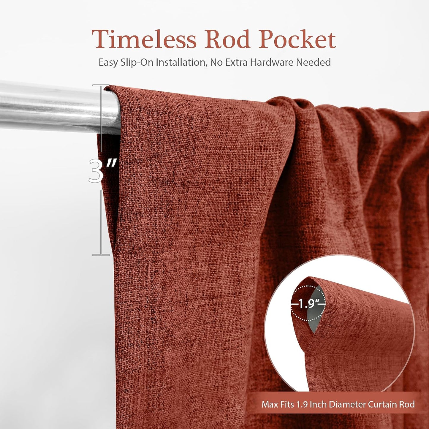 DriftAway Double Layer Linen Blackout Tie Up Curtains Thermal Insulated Fully Lined Balloon Roman Shade Bathroom Window Adjustable Rod Pocket for Small Window 39 Inch by 55 Inch Burnt Orange
