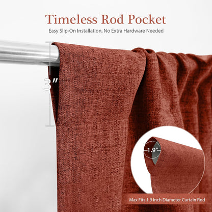 DriftAway Double Layer Linen Blackout Tie Up Curtains Thermal Insulated Fully Lined Balloon Roman Shade Bathroom Window Adjustable Rod Pocket for Small Window 39 Inch by 55 Inch Burnt Orange
