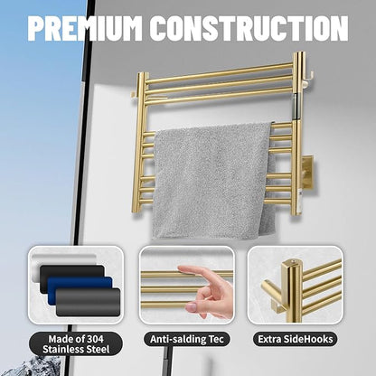 K&KALONZO Towel Warmer for Bathroom, Wall-Mounted 9-Bar Heated Towel Rack - Image 6