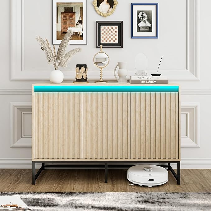 Fluted Sideboard Buffet Cabinet by WOENEI