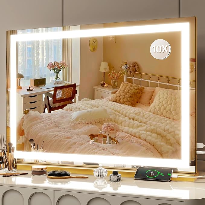 FENNIO Vanity Mirror with Lights 32"x22", Lighted Makeup Mirror, Large Vanity by FENNIOLEDMIRRORS