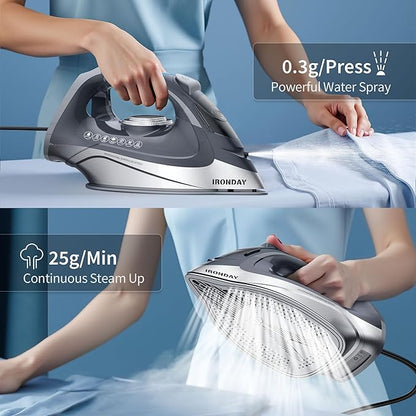 IRONDAY Steam Iron for Clothes Rapid Heating, 1700W Iron Burst of Steam - Image 5