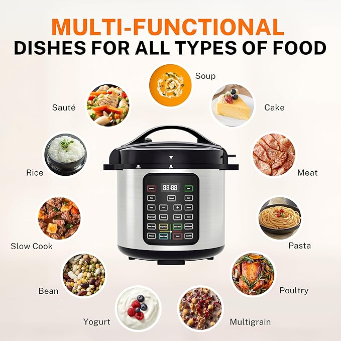 HealSmart 16-in-1 Electric Pressure Cooker 8 Quart, Non-Stick Stainless Steel - Image 7