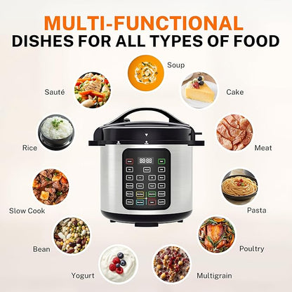 HealSmart 16-in-1 Electric Pressure Cooker 8 Quart, Non-Stick Stainless Steel - Image 7