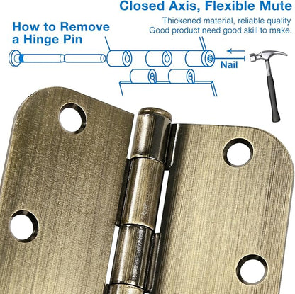 TDCHINGES 3 Pack Antique Brass Door Hinges 3.5 Inch Black Interior 3 1/2" - Image 6