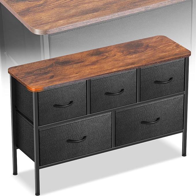 Curved Profile Dresser for Bedroom, Chest of Drawers, 5 Storage Drawers by Sonharlar
